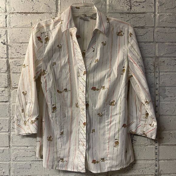 CHICO'S Classic Button Up Blouse Lion Size 1 (m\8) - Picture 1 of 11